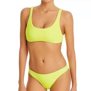 PQ Anthropologie Pineapple Reef Full Bikini bottoms Neon and halter top